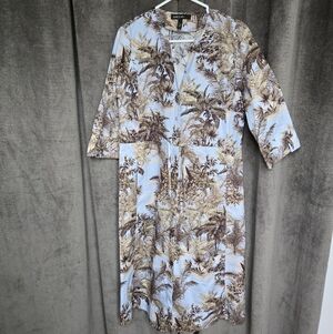 Marc Cain Light Blue Tropical Print Midi Dress